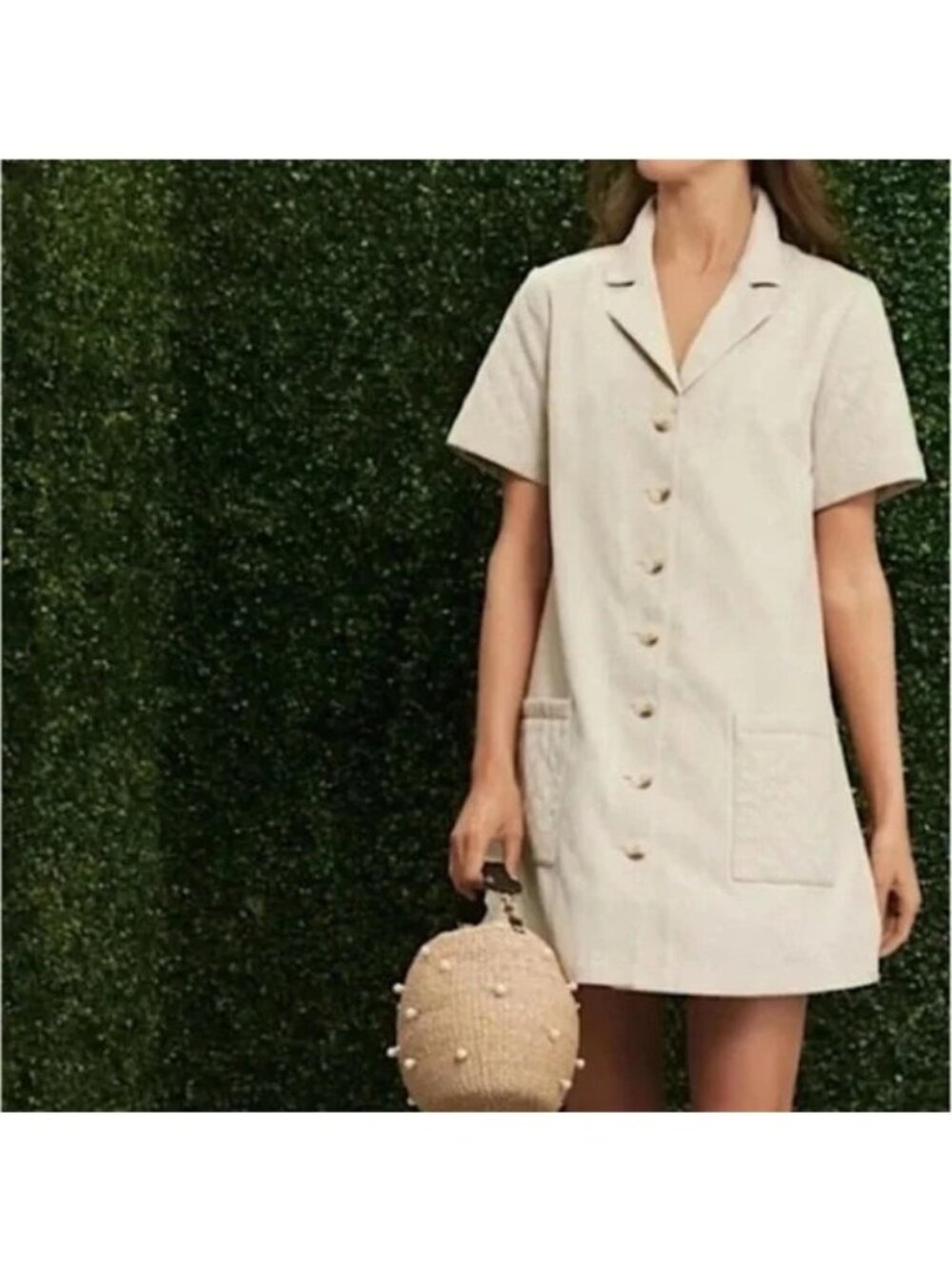 NWOT Tuckernuck Summer Sands Beige Shirt Dress Quilted SMALL